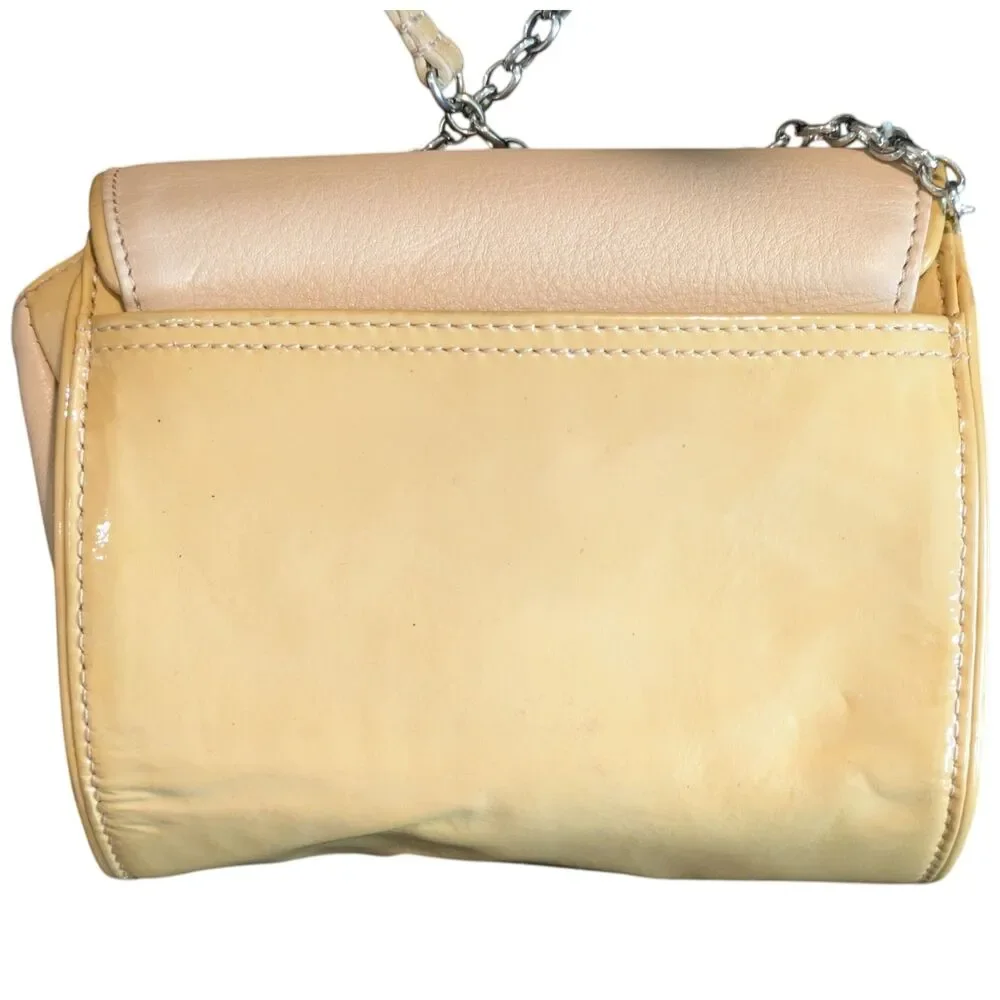 Brighton Chain Detail Crossbody Bag Patent Leather Cream Gold 6